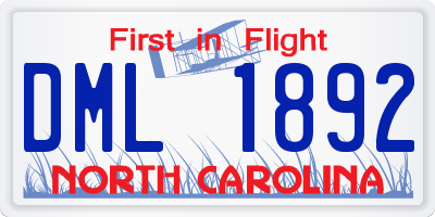 NC license plate DML1892