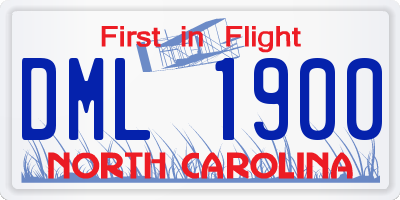 NC license plate DML1900