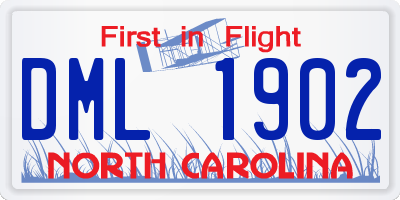 NC license plate DML1902