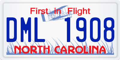 NC license plate DML1908