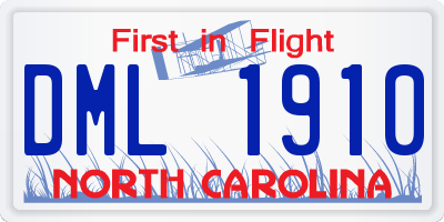 NC license plate DML1910