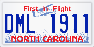 NC license plate DML1911