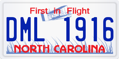 NC license plate DML1916