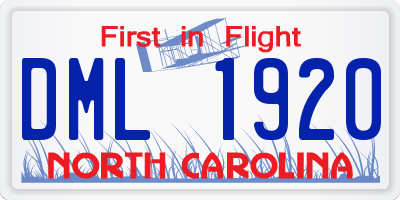 NC license plate DML1920