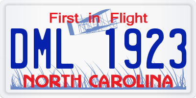 NC license plate DML1923