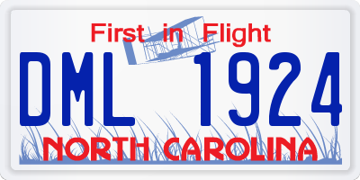 NC license plate DML1924