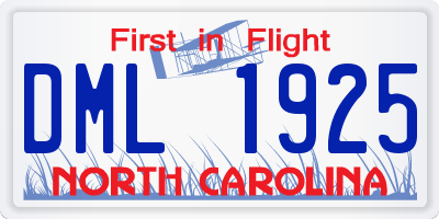 NC license plate DML1925