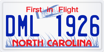 NC license plate DML1926