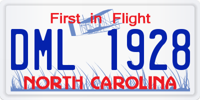 NC license plate DML1928