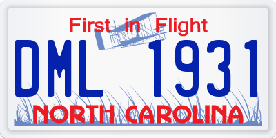 NC license plate DML1931