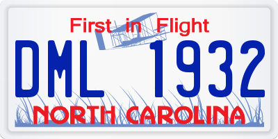 NC license plate DML1932