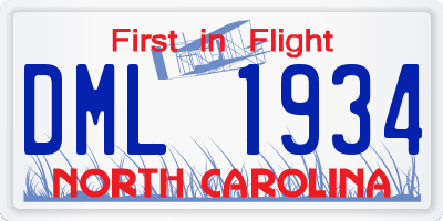 NC license plate DML1934