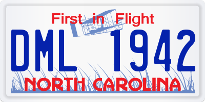 NC license plate DML1942