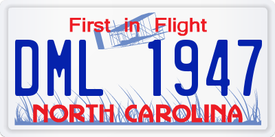 NC license plate DML1947