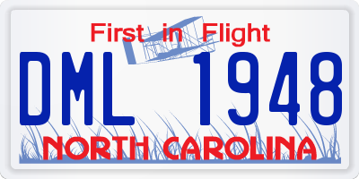 NC license plate DML1948