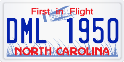 NC license plate DML1950