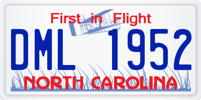 NC license plate DML1952