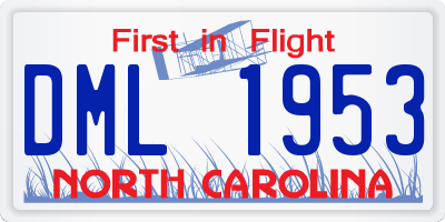 NC license plate DML1953