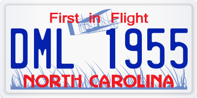 NC license plate DML1955