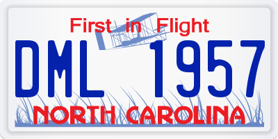 NC license plate DML1957