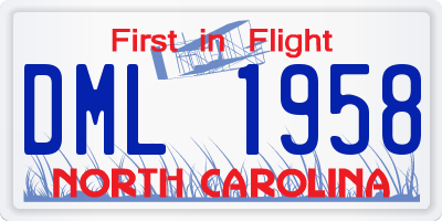NC license plate DML1958