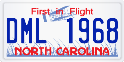 NC license plate DML1968