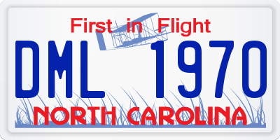NC license plate DML1970