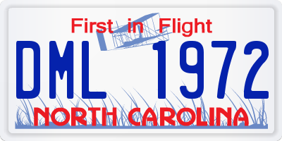 NC license plate DML1972