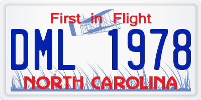 NC license plate DML1978