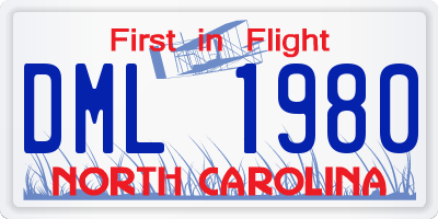 NC license plate DML1980