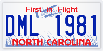 NC license plate DML1981