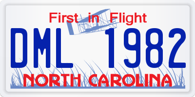 NC license plate DML1982