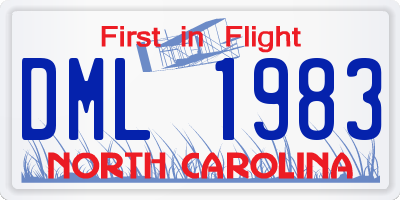 NC license plate DML1983