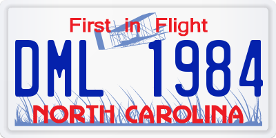 NC license plate DML1984