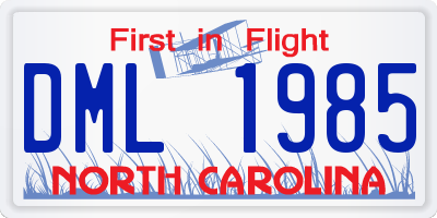 NC license plate DML1985
