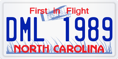 NC license plate DML1989