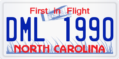 NC license plate DML1990