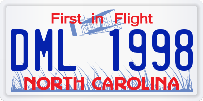 NC license plate DML1998