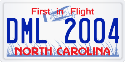 NC license plate DML2004