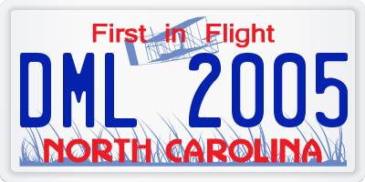NC license plate DML2005