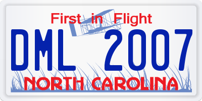 NC license plate DML2007
