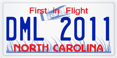 NC license plate DML2011