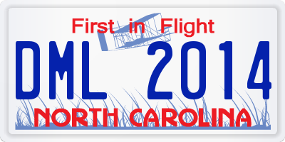 NC license plate DML2014