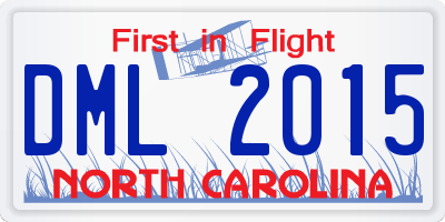 NC license plate DML2015