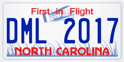NC license plate DML2017