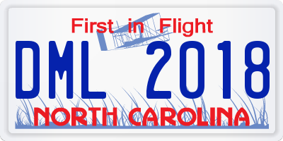 NC license plate DML2018