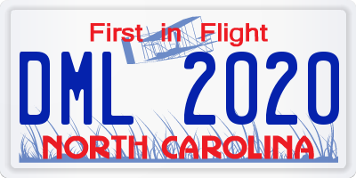 NC license plate DML2020