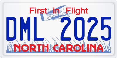 NC license plate DML2025