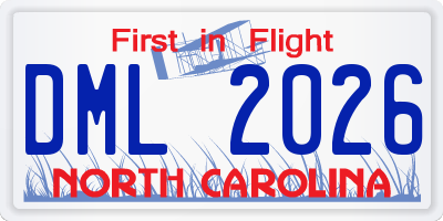 NC license plate DML2026