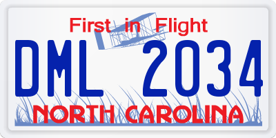 NC license plate DML2034